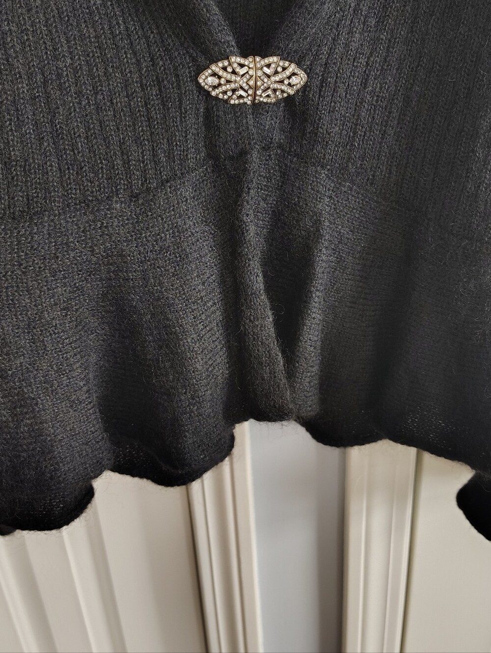 Lauren Ralph Lauren Black Shawl-Collar Cardigan with Decorative Clasp Accent M - Picture 4 of 8
